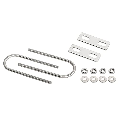 Image of Round U-Bolts 1.38 inch(35mm) Inner Width M6 Thread 304 Stainless Steel Silver with Plates Nuts Flat Washers for Car /RV /Trailer Bumper, 2Pcs
