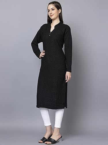 Image of Tysort Women's Winter wear Desiner Kurtas Embroidery Woolen Kurtis for Women