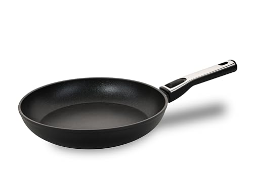 Genius Cerafit Plasma Bratpfanne 24cm + Glasdeckel - ofenfeste Keramikpfanne mit kratzfester Antihaft-Beschichtung | Induktions-Pfanne mit abnehmbarem Griff für alle Herdarten