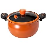 Mini olla a presión, olla de presión de calefacción rápida 8 litros con manijas de cerradura, serie antiadherente con tapa transparente para gas, inducción, estufas eléctricas, naranja