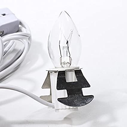 Set of 3 White Electric Clip-in Cords Includes Clear Light Bulbs | 3 Individual Replacement Clip in Lamp Cord Sets for Christmas Village Houses, Blow Molds, Pumpkins, and Other Displays