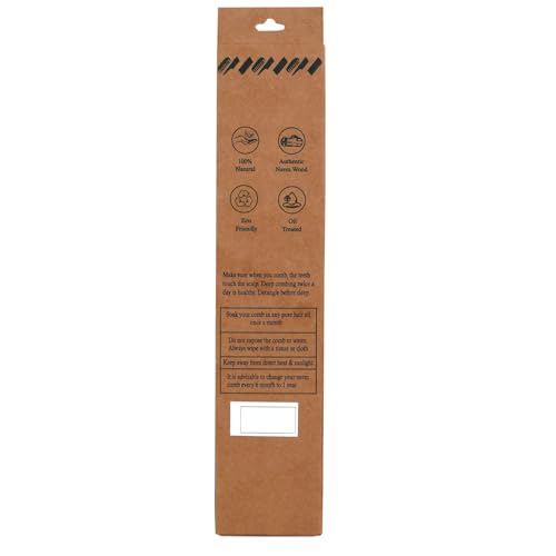 Image of Santosa Kacchi Neem Wooden Comb, Soaked in 14 Herbs & Neem, Coconut and Sesame Oils, for Hair Growth, Detangling, Frizz Control, Hair Shine, Hairfall and Dandruff, All Hair Types (Tail)