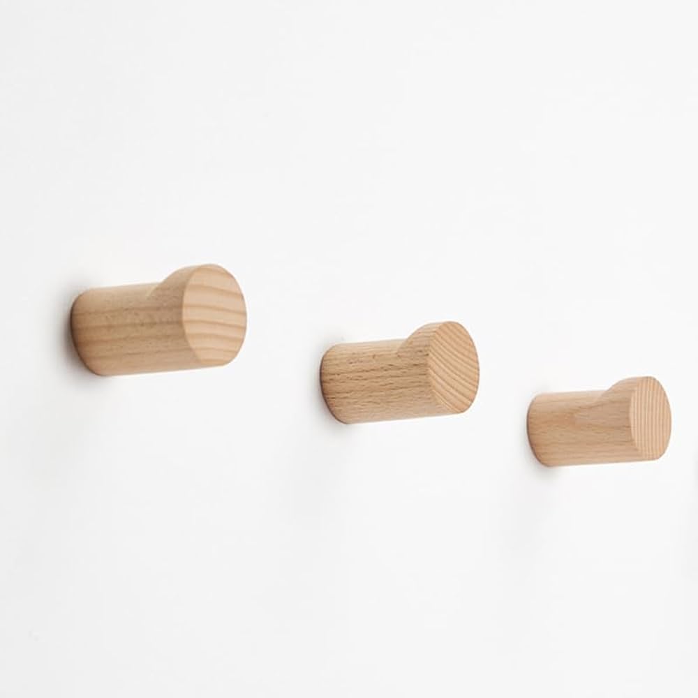 木製壁掛けフック（3個セット） Amazon.co.jp: ブナ 木製フック 3個セット おしゃれ 壁掛け洋服