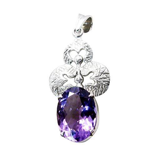 Pendentif violet améthyste en argent 925, une idée cadeau élégante pour femme