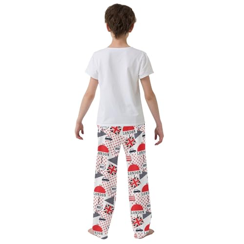 ZZXXB Hi London Boys Long Pants Soft Trousers Elastic Waist Kids Lounge Bottoms with Pockets S-XL3