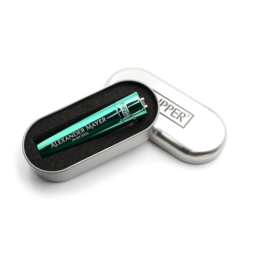 Clipper Feuerzeug mit Gravur Personalisierbares Metallfeuerzeug in Geschenkbox nachfüllbar für Männer & Frauen Individuelles Geschenk zu Geburtstag Weihnachten Hochzeit Farbe Turquoise