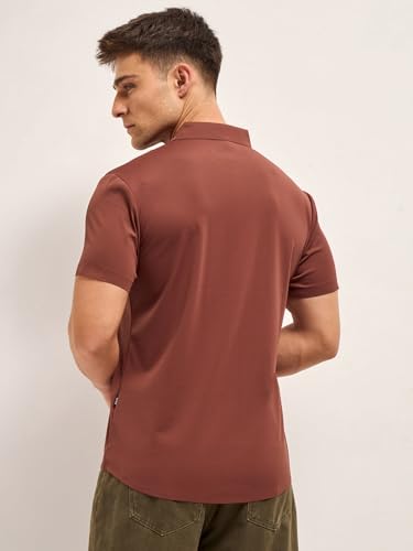 Image of THE BEAR HOUSE Men's Solid Slim Fit Water Repellent Performance Shirt