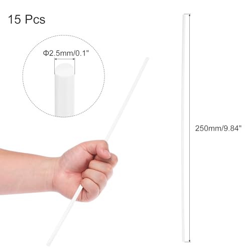 Image of uxcell 15 Pcs White Plastic Rods 2.5 x 250mm ABS Styrene Round Stick Round Solid Bar DIY Model for DIY Toys Building Making Architectural Model Making