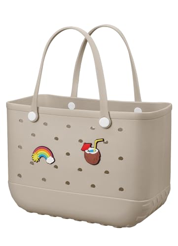 Beach Bag Rubber Tote Bag - Waterproof Travel Bag for Women Washable Tote Bag Handbag for Sports Beach Market Pool