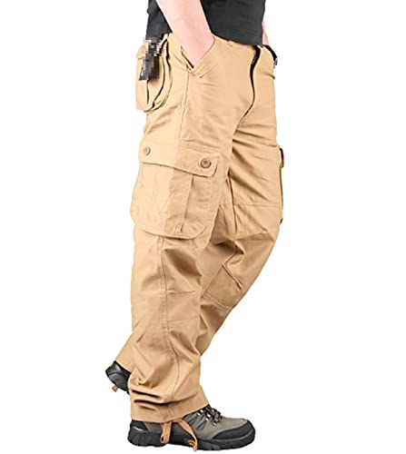 Pantalon cargo homme kaki en taille 54 avec poches militaires
