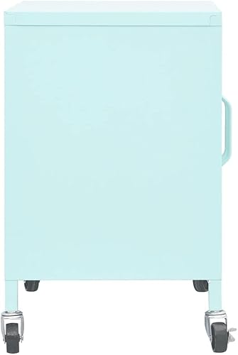 Miniatura 4 de Armario de almacenamiento de metal de acero con 4 ruedas y 1 estante ajustable, armario de almacenamiento de acero con 2 puertas para almacenamiento