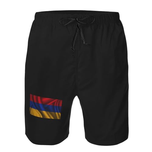 Silk Style Flag of Armenia Mens Swim Trunks Quick Dry Swim Board Shorts Casual Beach Shorts4