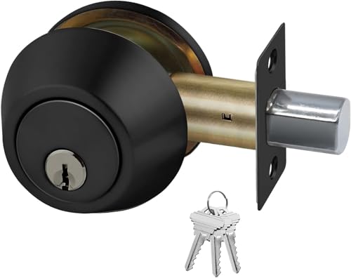 Boomerang Heavy Duty Designer Commercial Deadbolt (6 PIN - Single Cylinder Lock, Non-Handed, Grade 2 Industrial - UL 3 Hour Fire Rated & ADA Compliant | Wood or Metal Doors, Matte Black (US19)