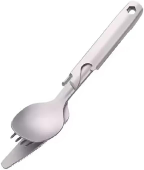Customized Titanium Camping Spoon Fork Knife Keychain with Bottle Opener Long Handle Spork