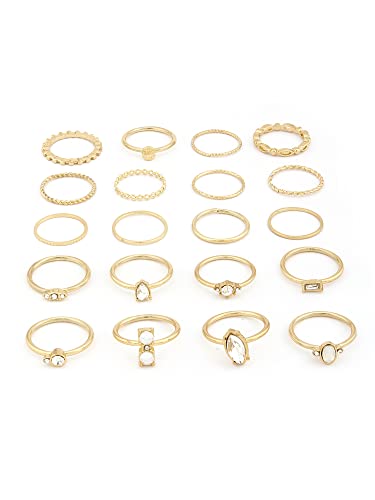 Image of ZAVERI PEARLS Set of 20 Gold Tone Contemporary Stackable Rings For Women-ZPFK13636