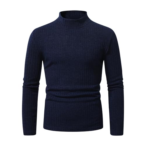 Men's Turtleneck Sweater Crewneck Long Sleeves Lightweight Sweater Comfy Stretch Knitwear Pullover Blouse Tops