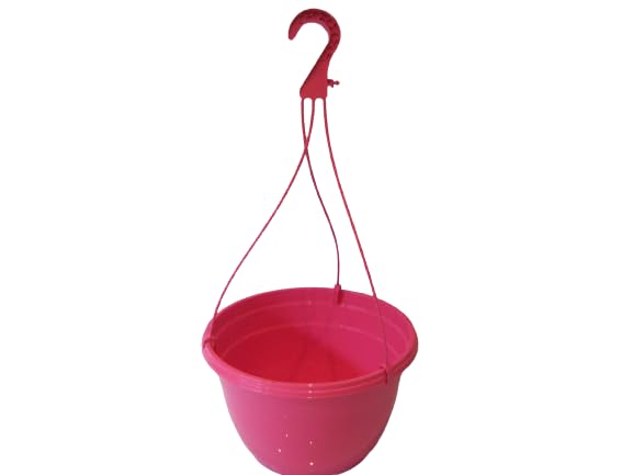 The Flowerpot Men 27CM PLASTIC HANGING POTS BASKETS PLANTERS (x5, Pink) — image 1