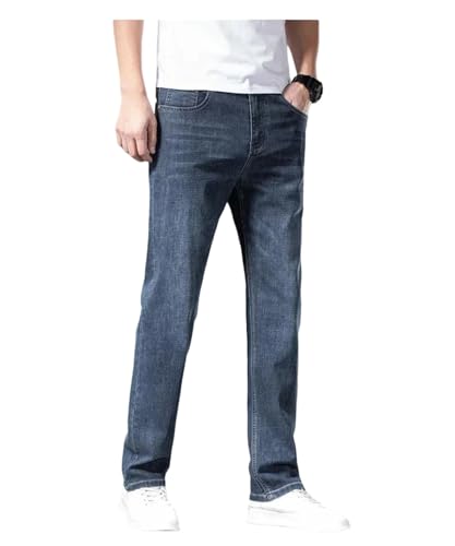 Mens Jeans Straight Casual Light Comfortable Stretch Denim Pants Classic Trousers Streetwear