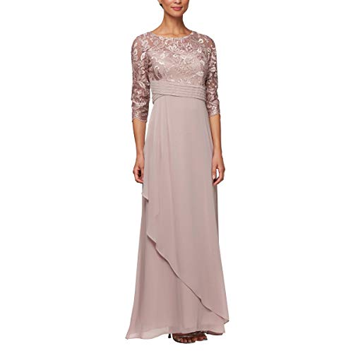 Image of Alex Evenings Womens Long Lace Top Empire Waist Dress