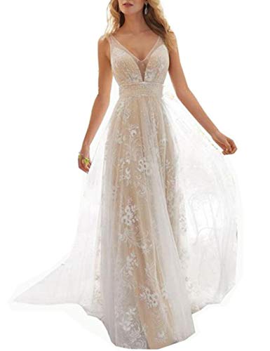 Vestido largo de satén para mujer, con cuello en V, cuello en V, espalda descubierta, para ceremonias, boda, elegante, elegante, elegante, blanco, 40