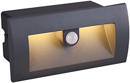 DAWALIGHT Outdoor Wall Lights with Motion Sensor 6W 3000K LED Brick Light IP65 Waterproof Recessed Step Lights Night Light for Stair Front Door Garden Bathroom, Aluminum, Dark Grey