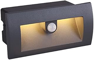 DAWALIGHT Outdoor Wall Lights with Motion Sensor 6W 3000K LED Brick Light IP65 Waterproof Recessed Step Lights Night Light for Stair Front Door Garden Bathroom, Aluminum, Dark Grey