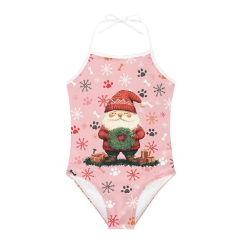 Image of Christmas Girls One-Piece Swimsuits Beach Halter Swimwear Bathing Suit for 3-10 Years