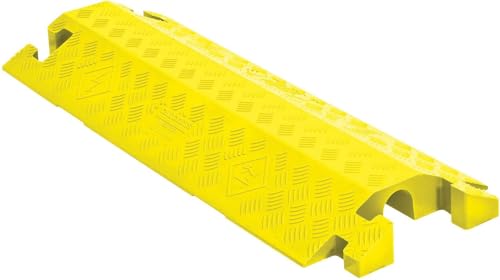 Image of Checkers 1 Channel Industrial Drive Over Cable Protector, Drop Over for 2.25 inch Lines, 23k /Axle Load Capacity Hose and Cable Ramp for Heavy Duty Equipment, Made in The USA, Yellow, CP1X225-GP-DO-Y