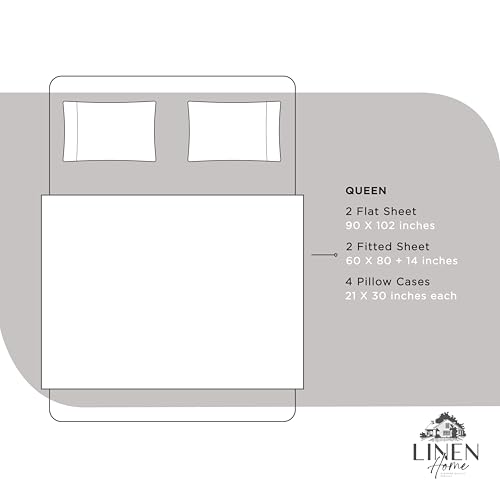Image of Linen Home 2-Pack Queen Sheet Set, 100% Cotton Percale Bedding, 8-Piece Value Bundle, Deep Pocket Cooling Bed Sheets for Hot Sleepers, Breathable & Crisp Hotel Quality, Long-Staple Cotton, Silver