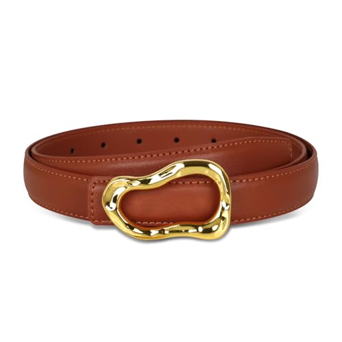 Image of Aurolran Women's Leather Belt with Buckle - Ideal for Dresses, Jeans, and Coats