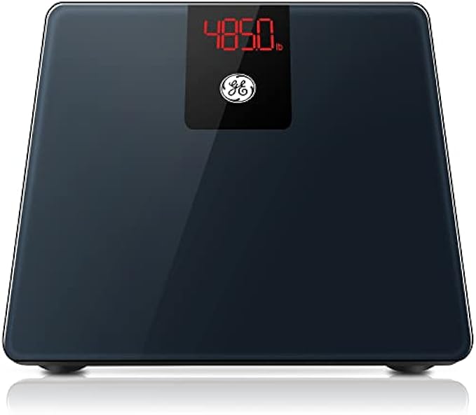 GE Bathroom Scale Body Weight: Digital Body Weight Scale 500lbs Capacity Smart BMI Weight Scales for People Accurate Bluetooth Weighing Scale Electronic Weigh Scales with Bright LED Display Black