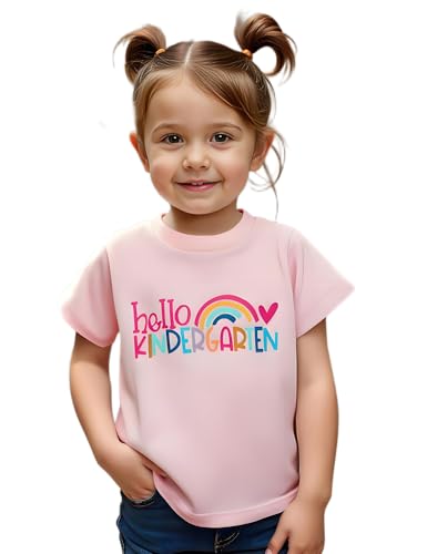 Hello Kindergarten Shirt for Kids First Day of School Boys Girls Rainbow T-Shirt Toddler Back to School Tee