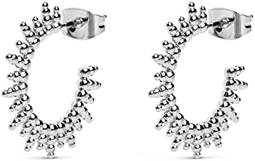 SINGULARU Orecchini Cora Dots A Cuore In Acciaio Placcato Oro 18kt, Chiusura Click