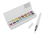 Paintersisters® Aquarell Metallic Malkasten - Farbkasten mit 16 Farbtönen und Wassertank-Pinsel, Künstler-Farben, Glänzend
