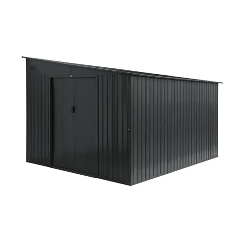 sweeek - Abri de Jardin Acier 8.96m² avec kit d'ancrage Anthracite L 277.5 x l 322 x H 203 cm - Ornay
