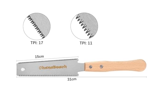 OhanaBeach® Japansäge Handsäge, Zweischneidig Zugsäge.handsäge holz.dübelsäge.japanische säge.feinsäge holz.gehrungssäge hand.japansäge klein.handsägen.japan säge.zugsäge. tajima säge.holzsäge hand.