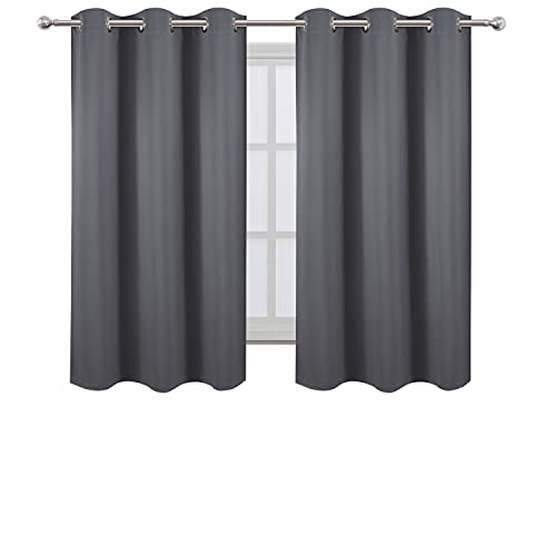 Image of LEMOMO Grey Blackout Curtains for Bedroom Room Darkening Curtains /38 x 54 Inch Long Set of 2 Panels Draperies Thermal Insulated Living Room Curtains
