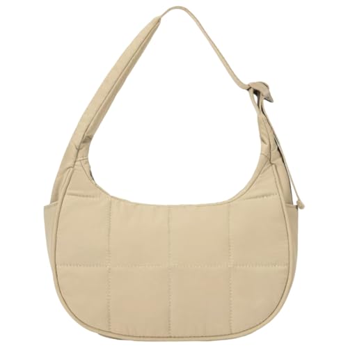 Quilted Puffer Crescent Bag for Women Nylon Shoulder Handbag with Zipper, Casual Underarm Purse for Shopping, Parties & Gifts