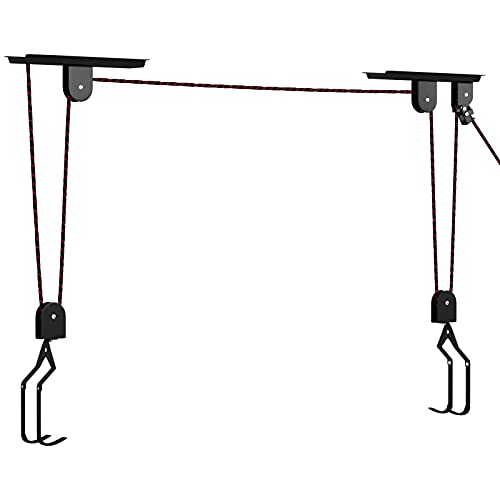 WELLGRO Elevador de Techo para Bicicleta, Soporte de Acero, Soporta Hasta 23 kg, Montaje en Techo