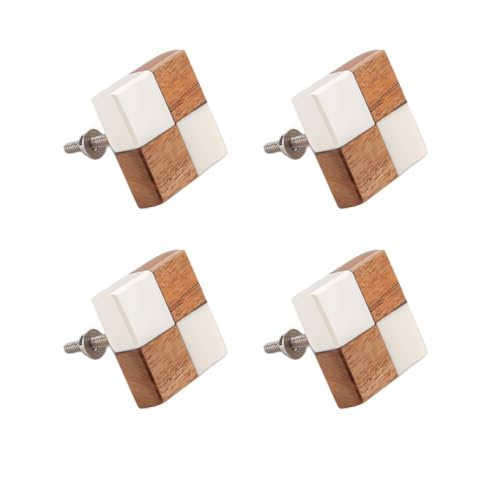 Image of 4 Piece Classic Wooden Knobs for Kitchen Cabinets, Dressers & Wardrobes | Solid Teak Wood Construction | Colour: Natural Wood | Size: 1.5 Inch-| 3 Years Warranty |