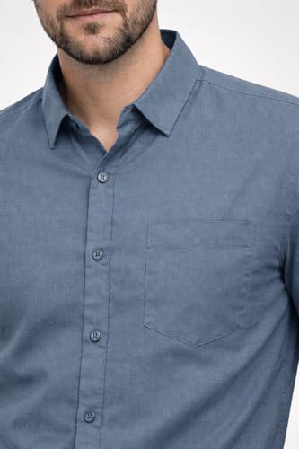 Image of Men's Solid Casual Shirt | Casual Plain Button Down Shirt for Men | Regular Fit Full Sleeves Smart Formal & Casual Wear