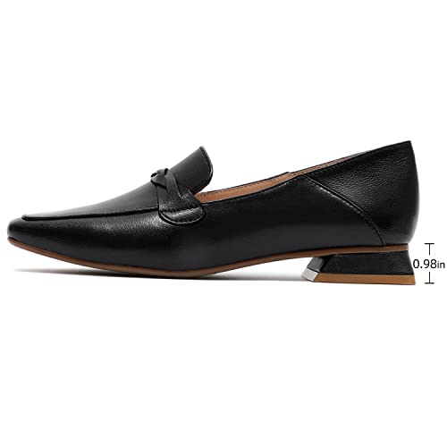 Image of Mona flying Women's Leather Square Toe Penny Loafer Slip on Office Flats