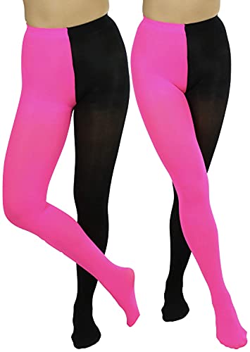 Image of ToBeInStyle Women's Two Toned Vibrant Jester Contrast Opaque Multicolored Tights