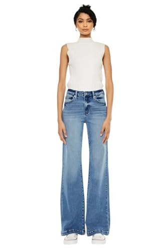 SALT TREE Kancan - Avonlea High Rise Wide Leg Flare Jeans - Essential, KC20024
