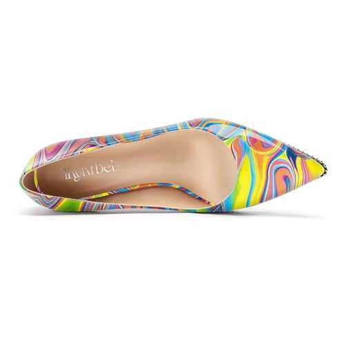 Image of TNYNFBEB Womens Kitten Heel Pointed Toe Pumps Slip-on Sliver Beaded Prom Wedding Dress Basic Classic Patent Leather Summer 2.6 Inches Heels