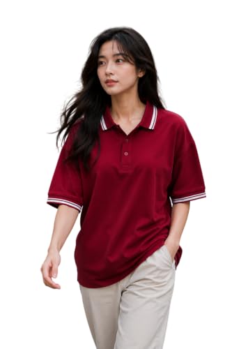 Women Oversized Polo T-Shirt, Soft Matty, Relaxed Fit, Half Sleev...