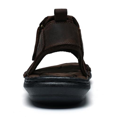 Image of ArcBrothers Men's Premium Leather Sandals - Classic Roman Style Open Toe Sandals - Cushioned Heel, Non-Slip & Sturdy Support