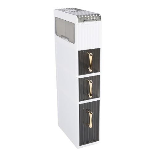 Gabinete de almacenamiento estrecho de 4 niveles con cajones transparentes – Nizer que ahorra espacio para baños pequeños, fácil acceso, diseño elegante y funcional