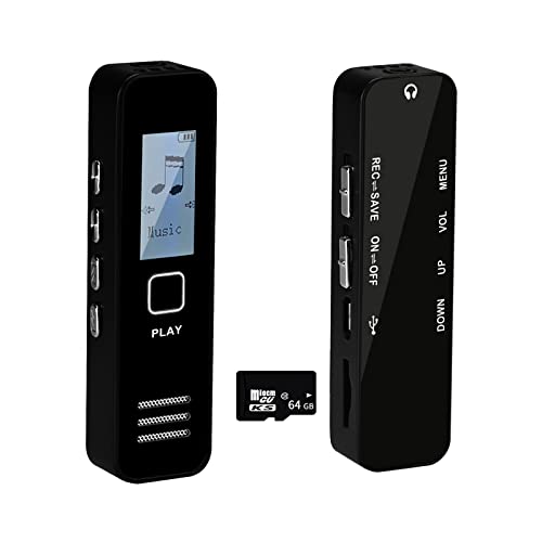 Voice Recorder,Lychee 64G Digital Recorder with HD display for audio recording and playback, password settable, USB rechargeable recorder, can be used as MP3 player