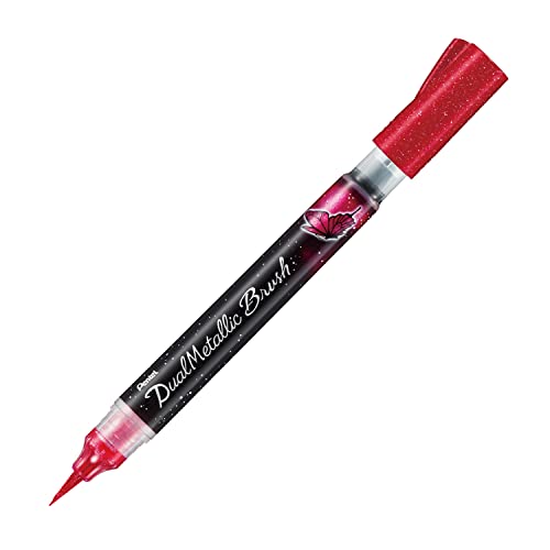 Pentel XGFH-DPX Dual Metallic Brush Pen, Depending on Paper Colour, Filled with Iridescent Glitter Ink, Nylon Fibres - Image 2